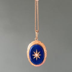 Vintage Lapis Lazuli Pearl 14 Karat Gold Pendant