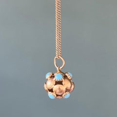 Vintage 18K Gold and Turquoise Ball Charm Pendant