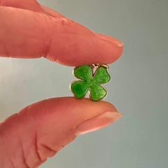 Vintage Green Enamel and Gold Clover Leaf Charms