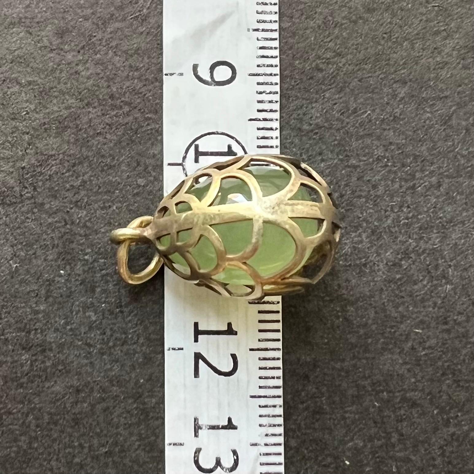 Antique Russian Egg Pendant Caged in Silver Gilt Frame For Sale 5