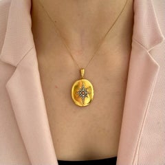 Antique Victorian 14K Gold Locket Pendant with Seed Pearls and Coral