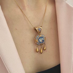 Antique Double Sided Micromosaic Gold Locket Pendant, Rome ca. 1880