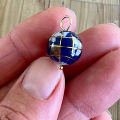 Blue Enameled and Gemstone Gold Globe Pendant