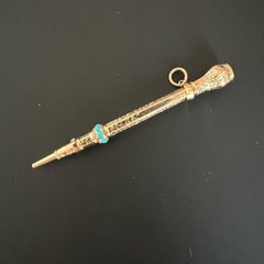 Turquoise and Gold Antique Mechanical Pencil