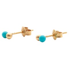 Vintage Turquoise 18 Karat Gold Stud Earrings