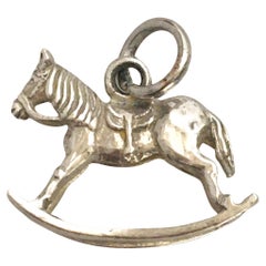 Retro Rocking Horse Silver Charm Pendant