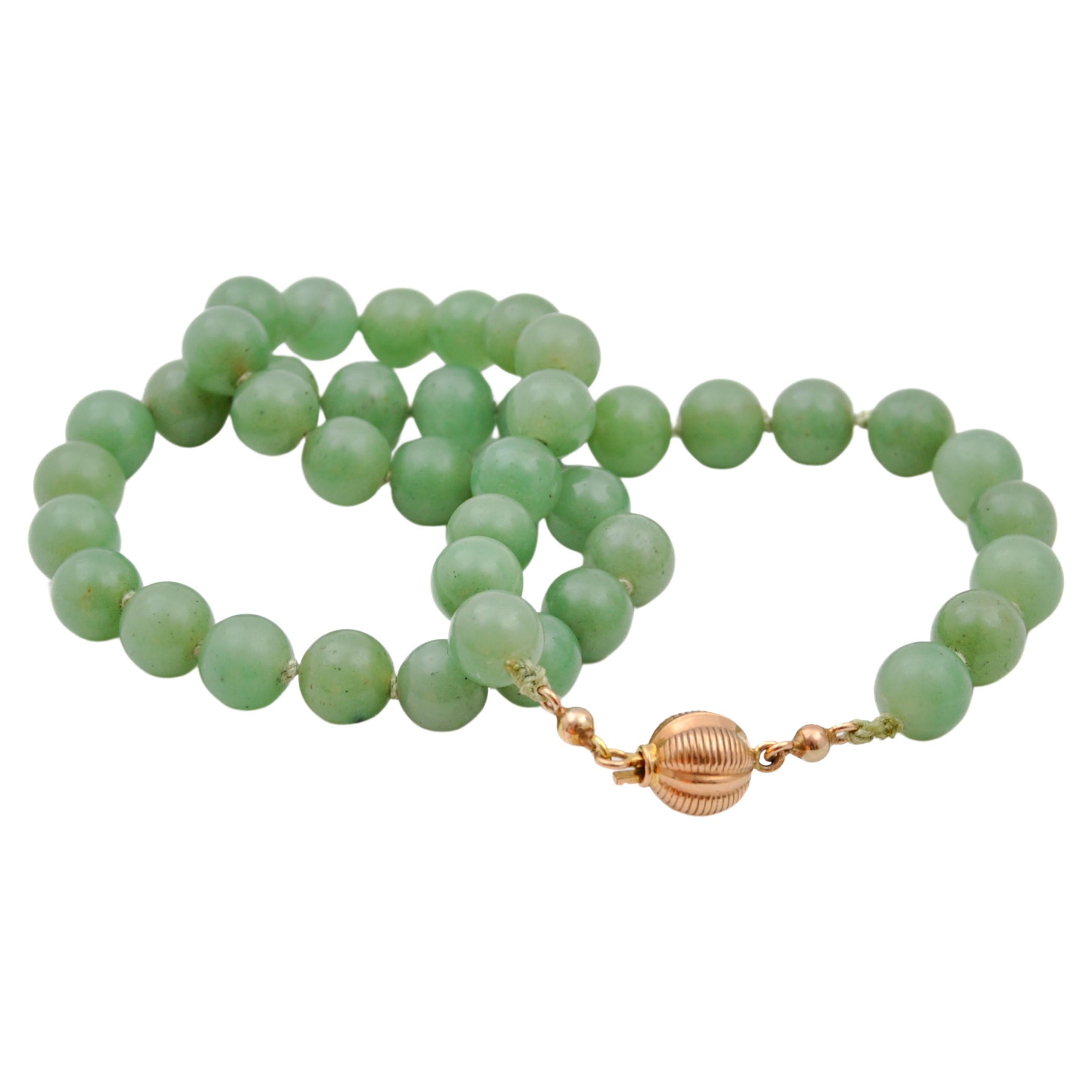 Vintage Jade 14K Gold Single-Strand Beaded Necklace