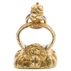 Colgante de oro georgiano antiguo con cornalina follaje grande