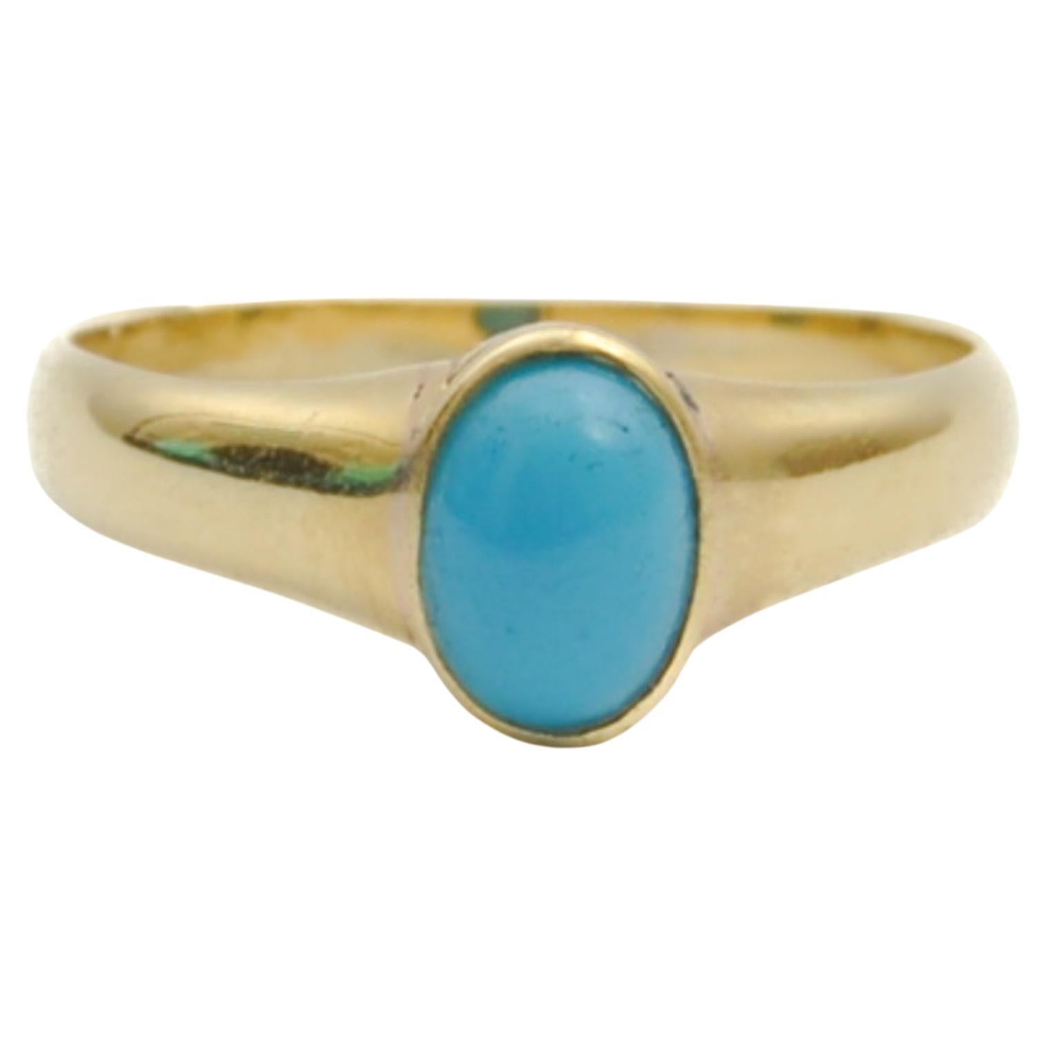 Bague vintage en or 14 carats et turquoise