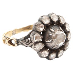 Antique 14 Karat Gold and Silver Rose Cut Diamond Ring