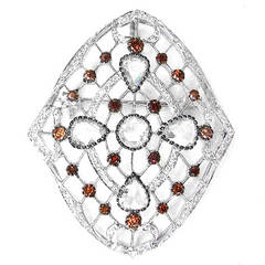 Rose Cut Diamond Gold Pendant Brooch