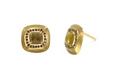 Rough Diamond Rosecut Gold Earrings