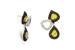 Yellow Slice Diamond Gold Paisley Earrings