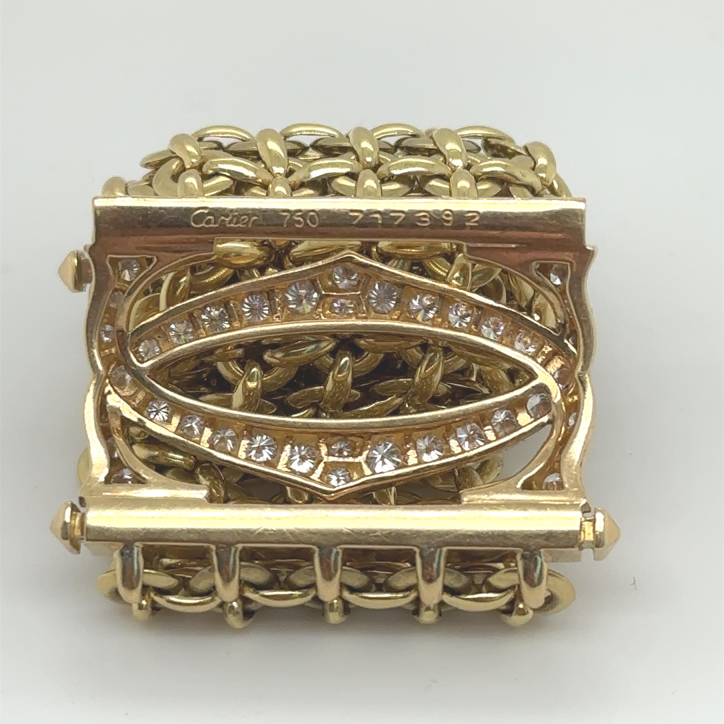 Round Cut Cartier 'Penelope' Diamond Double C Yellow Gold Bracelet For Sale