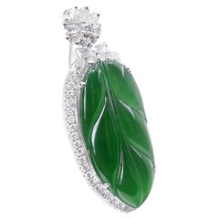 Importante collar colgante de jadeíta imperial certificada y diamantes, jade helado