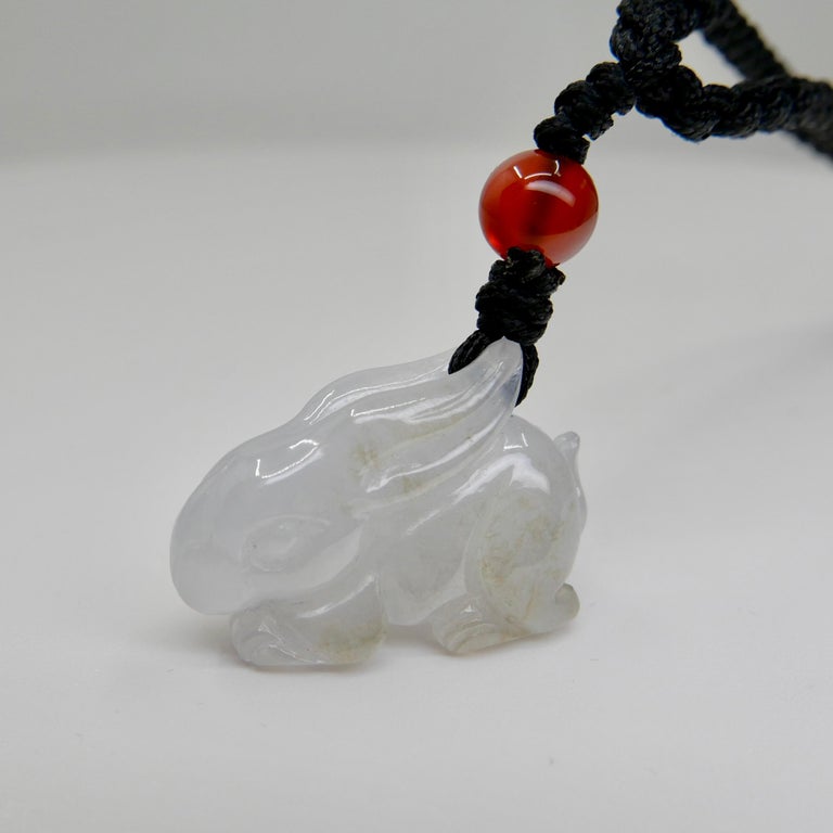 Certified 28.81 Carat Icy Jade Rabbit Pendant Necklace, Year of the ...
