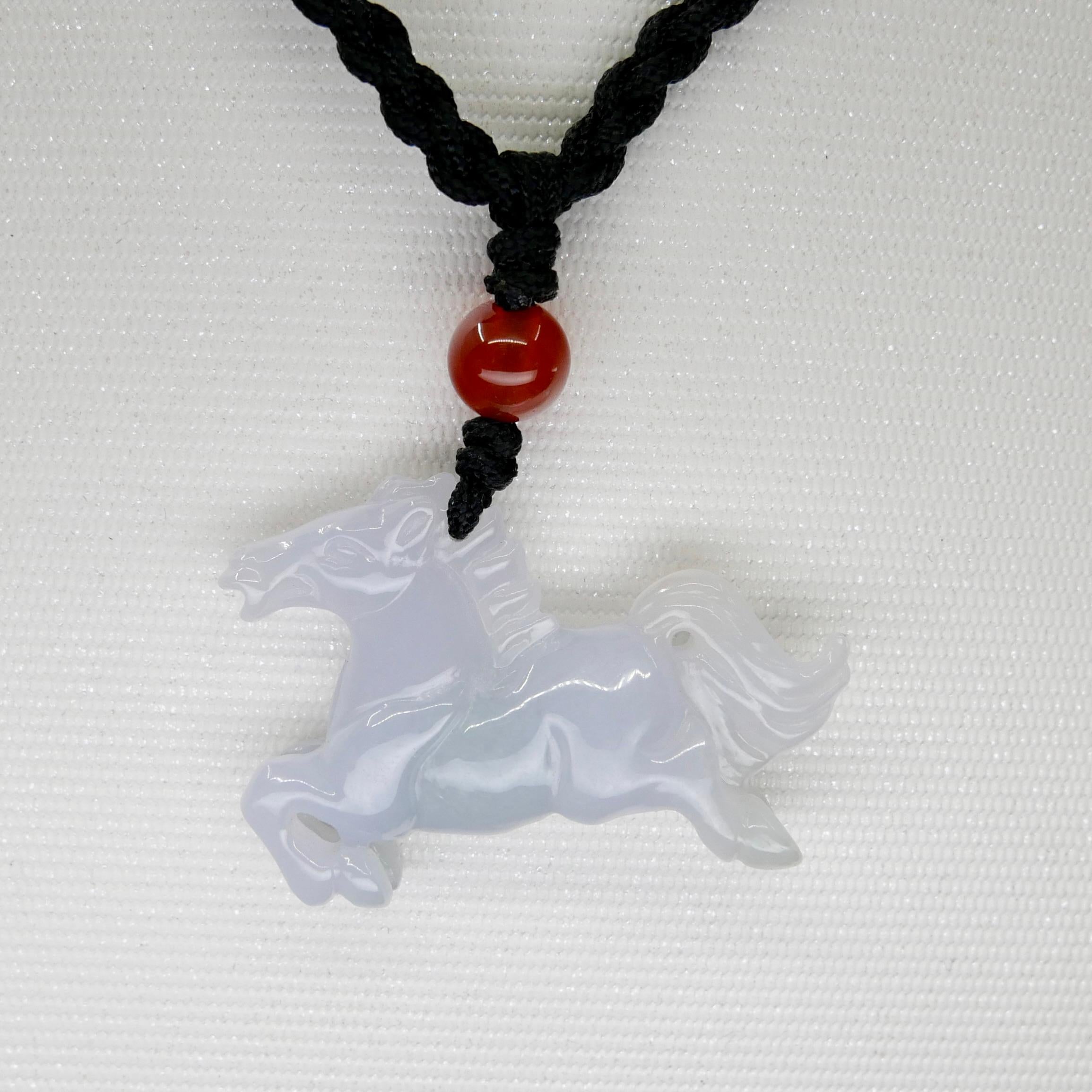 Certified 29 Carat Jade Horse Pendant, Perfect for Equestrians & Horse Lovers For Sale 2