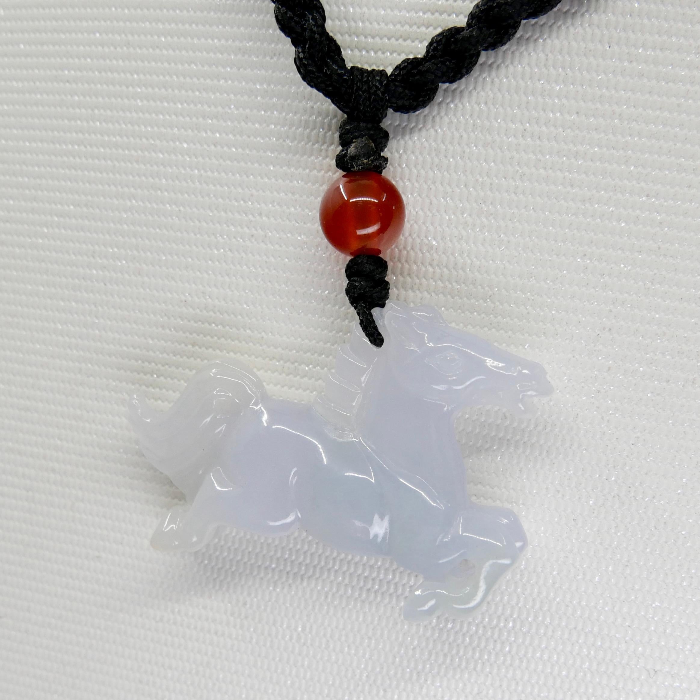 Rough Cut Certified 29 Carat Jade Horse Pendant, Perfect for Equestrians & Horse Lovers For Sale