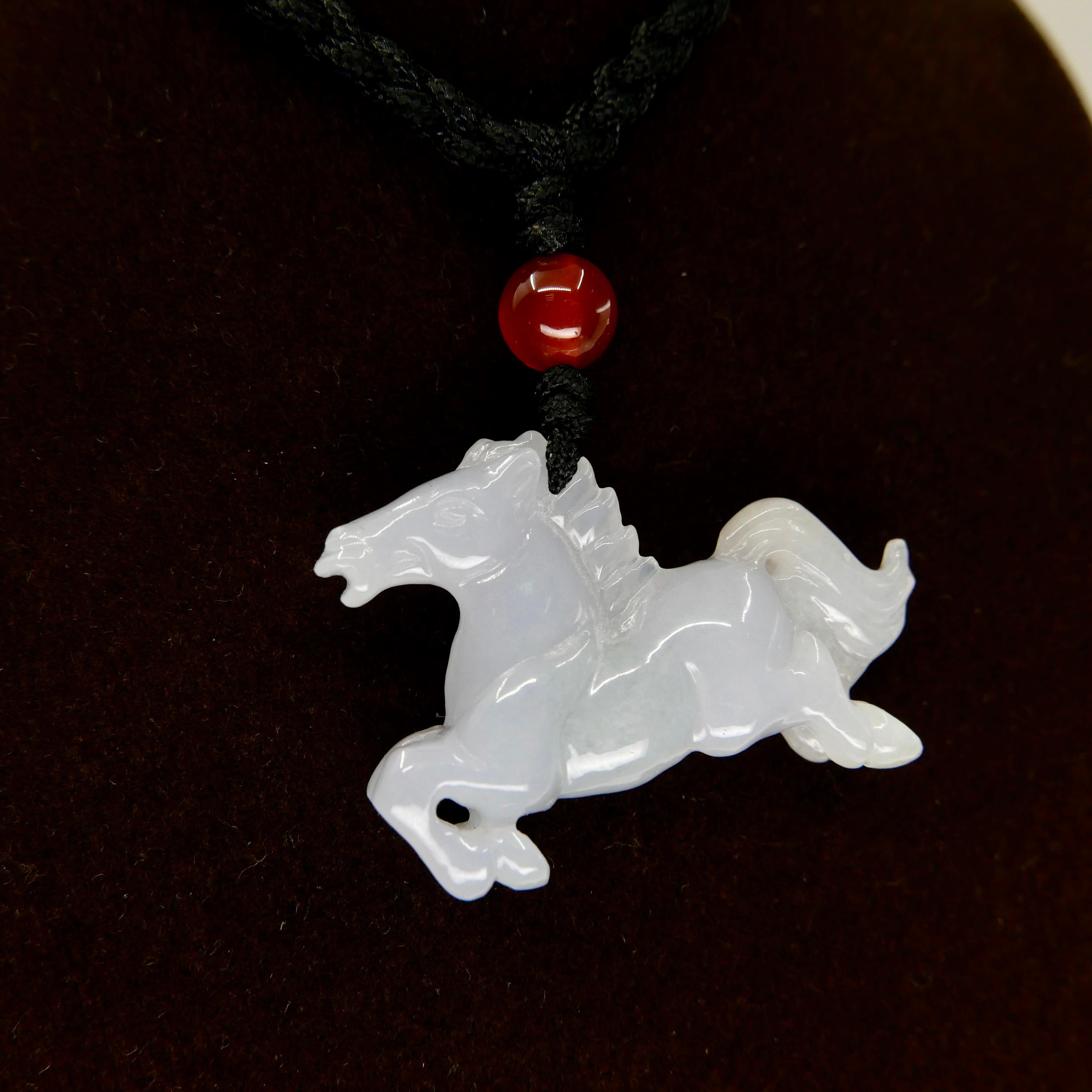 Certified 29 Carat Jade Horse Pendant, Perfect for Equestrians & Horse Lovers For Sale 5