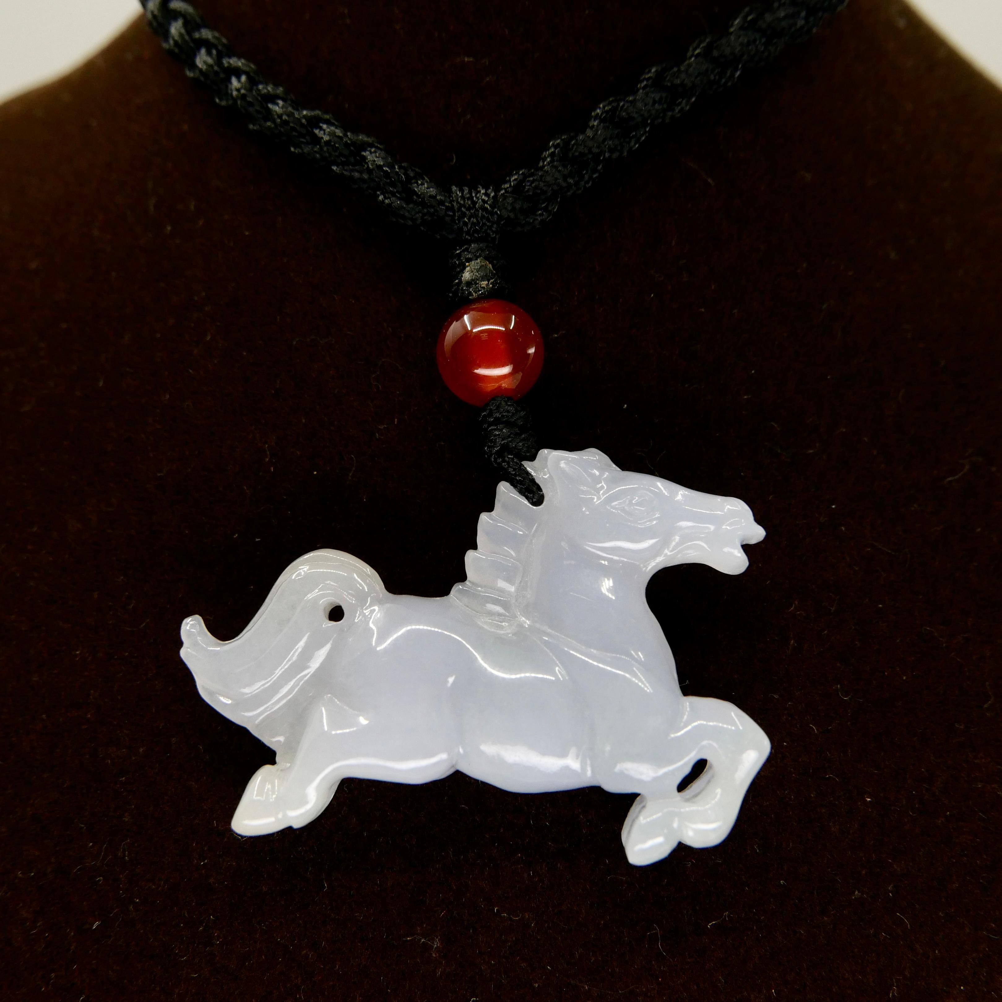 Certified 29 Carat Jade Horse Pendant, Perfect for Equestrians & Horse Lovers For Sale 7