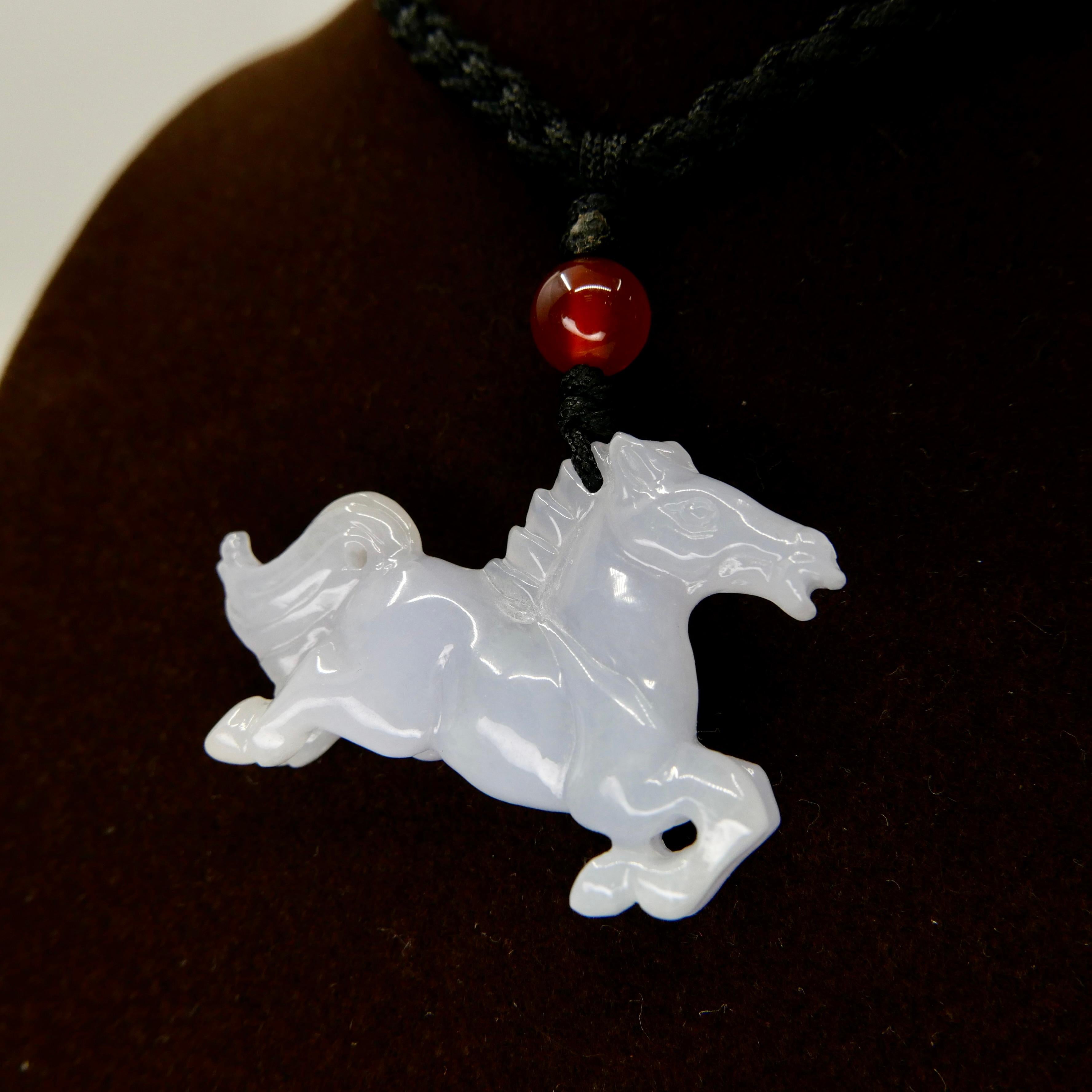 Certified 29 Carat Jade Horse Pendant, Perfect for Equestrians & Horse Lovers In New Condition For Sale In Hong Kong, HK