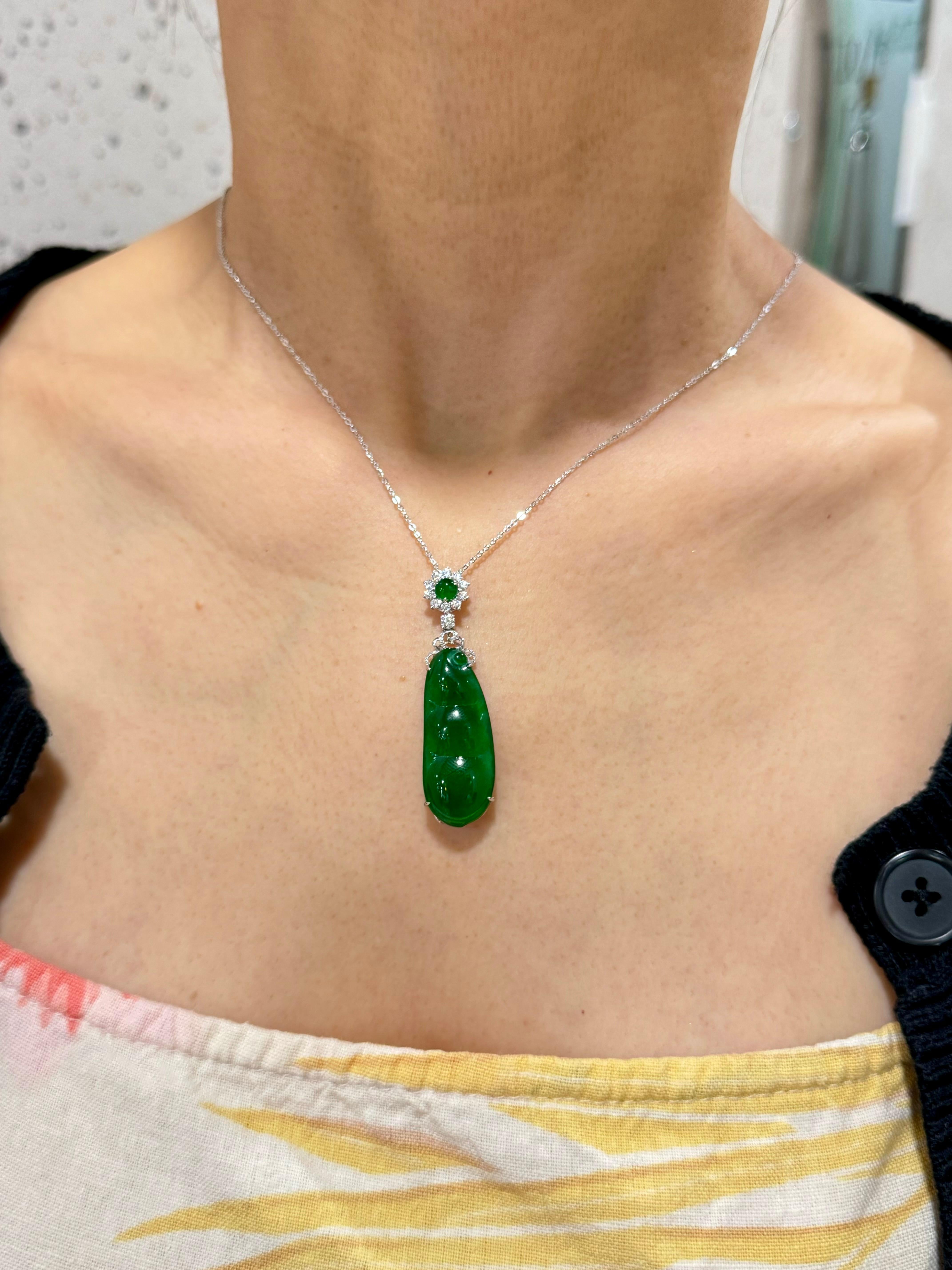 Please check out the HD video. This is what true imperial jade looks like! This icy imperial Jadeite jade pendant is certified to be natural and without any treatments. It is rare to find such a large gem quality piece! To qualify as true imperial