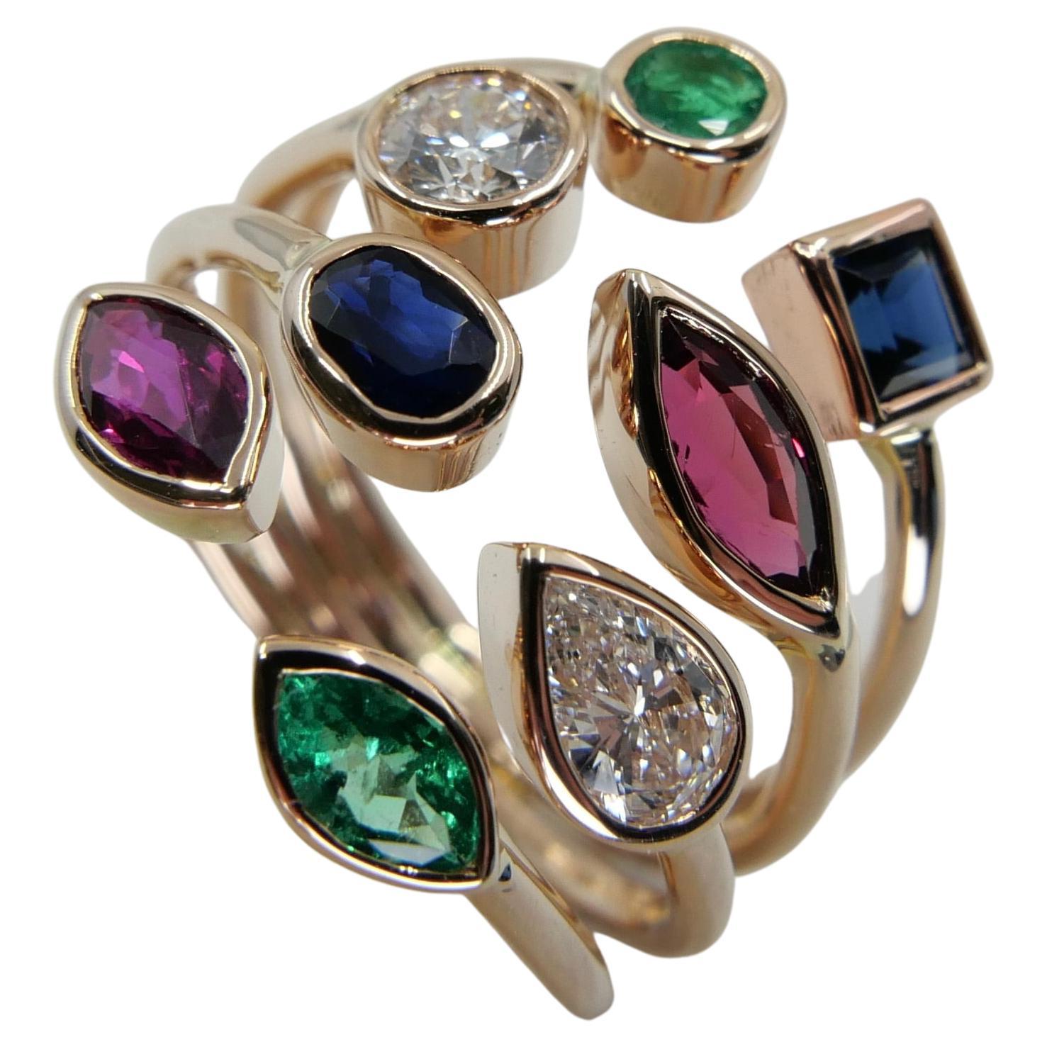 124-Piece Certified Natural Gemstone Lot – Emerald, Ruby, Diamond, Sapphire, Amethyst, Iolite, Turquoise – GDL Certified