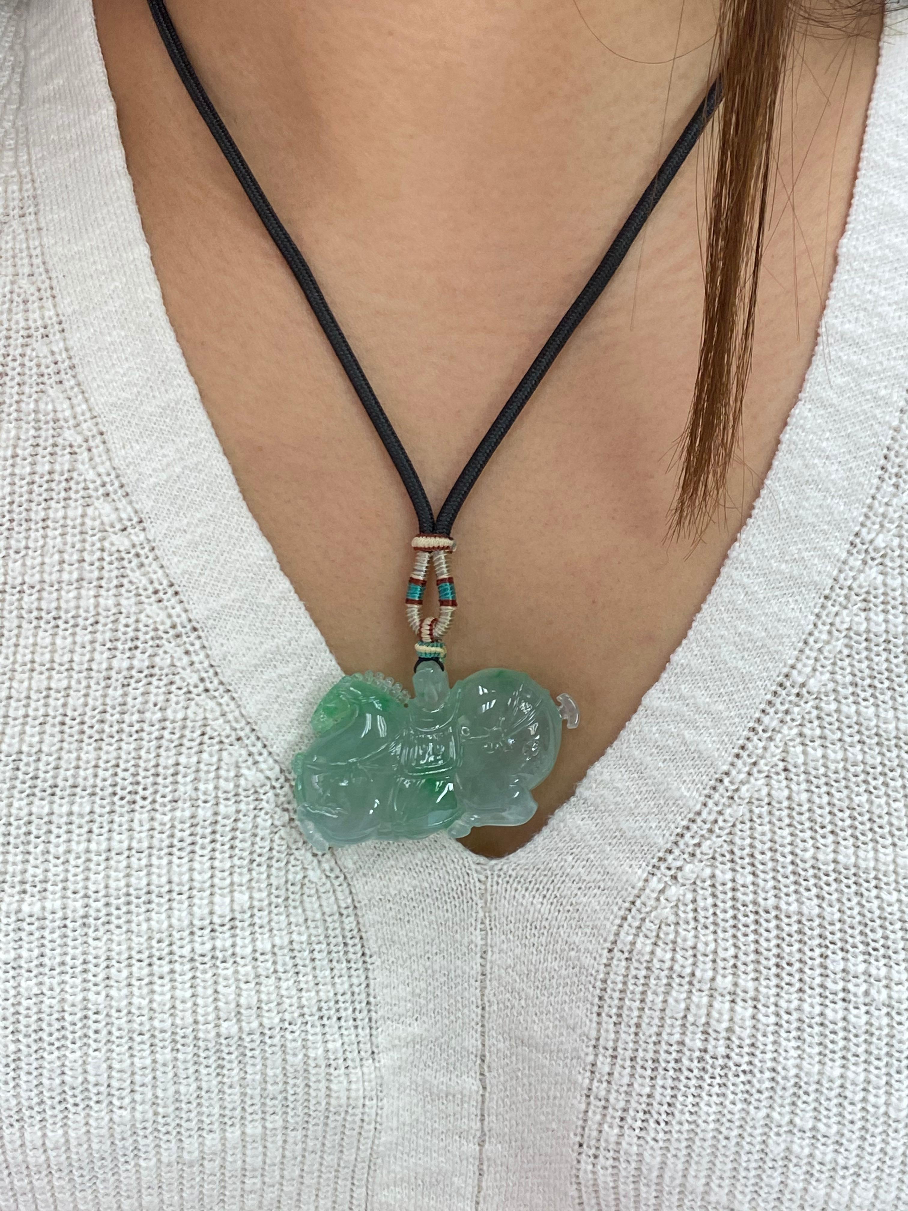 Here is a natural icy Jade jadeite pendant. The jade is certified by 2 labs. The lucky horse pendant has a gold nugget (olden days currency) on top of the horse. If you say the sentence 