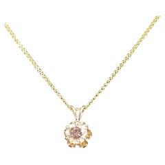 GIA 0.81 Carat Round Diamond Solitaire Buttercup Pendant 14 Karat Yellow Gold