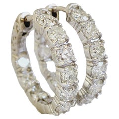 3,25 Karat natürlicher Diamant Runder Ring Ohrringe 14 Karat Weißgold