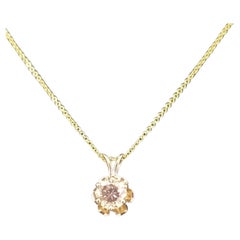 GIA 0.68 Carat Round Diamond Solitaire Buttercup Pendant 14 Karat Yellow Gold