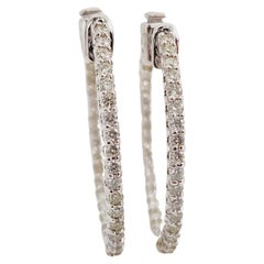 1.30 Carat Diamond Oval Hoops Earrings 14 Karat White Gold