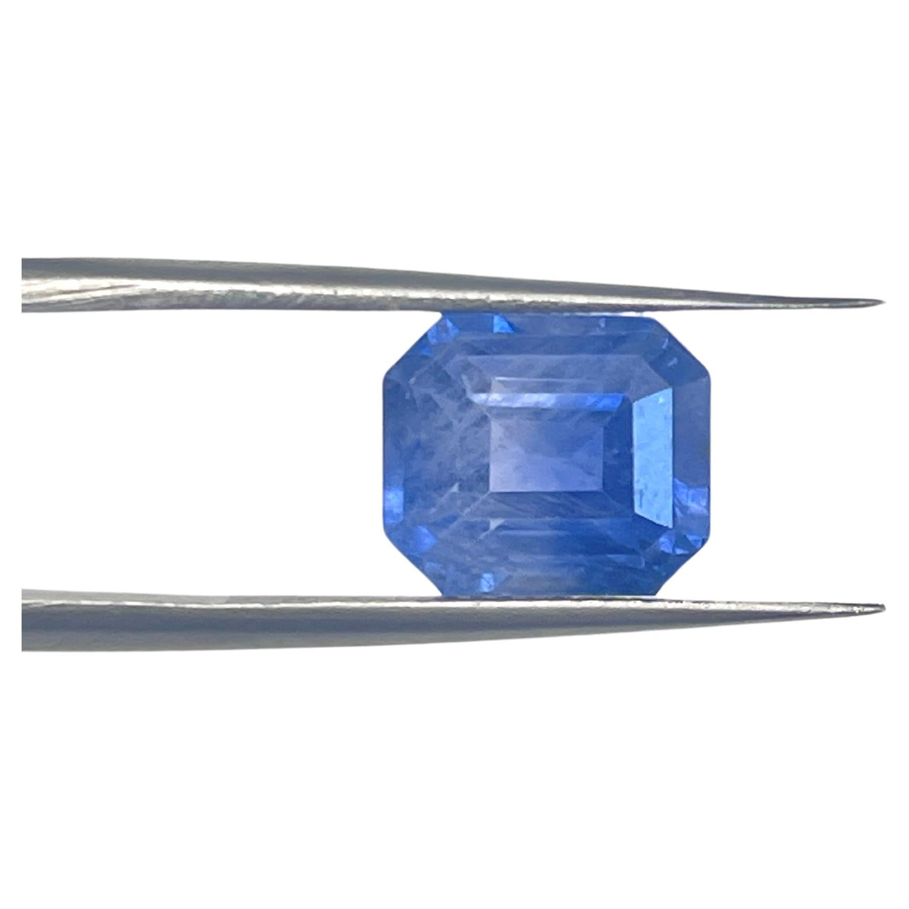 GIA 5.65 Carat Natural Blue Radiant Cut Sapphire