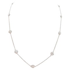 Collana con 10 stazioni di diamanti naturali da 2,22 carati in oro bianco 14K da 17".