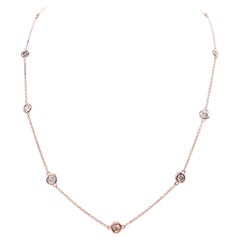 PRIX DE VENTE – PAS D'OFFRES – Collier en diamants naturels de 1,48 ct, en or rose 14 carats