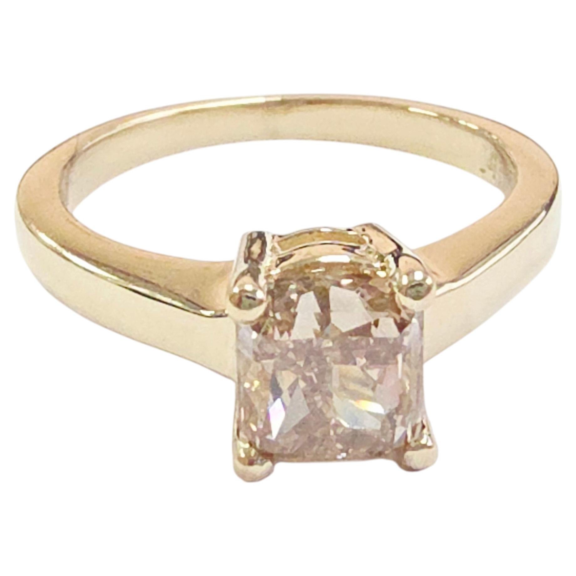 FACTORY-DIRECT PRICING, 1.66 ct Radiant Cut Fancy Brown-Yellow Diamond Ring For Sale