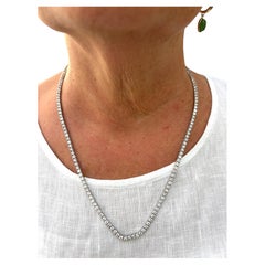 CLEARANCE, 16.55 CtsNatural Diamond Tennis Necklace 14K White 22''