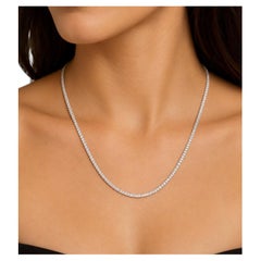 LIQUIDATION, 15.06 CtsNatural Diamond Tennis Necklace 14K White 20''