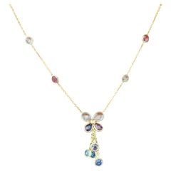 MONTH-LONG SALE, 14k Italian made yellow gold color stones necklace 20"