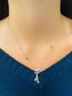 MONTH-LONG SALE, 14k Italian made yellow gold color stones necklace 20"