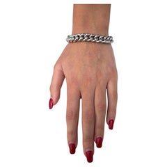 LUXURY COLLECTION, 14K white Italian Cuban gold link Bracelet 7"