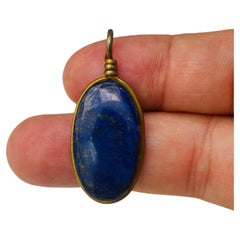 ANTIQUE : grand lapis-lazuli ovale des années 80, d'un bleu intense