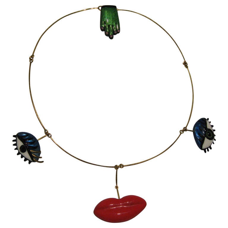 Nikki de Saint Phalle Enamel Gold Necklace