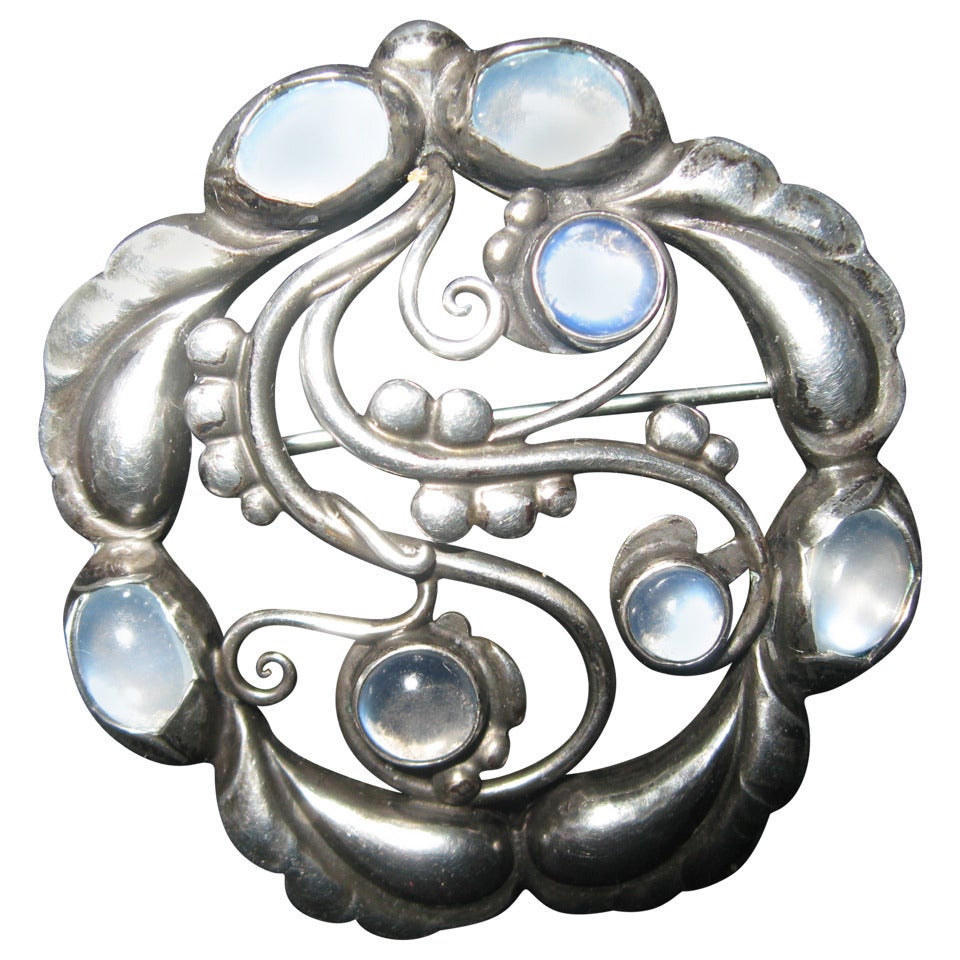 Georg Jensen Sterling 
Moonstone Brooch