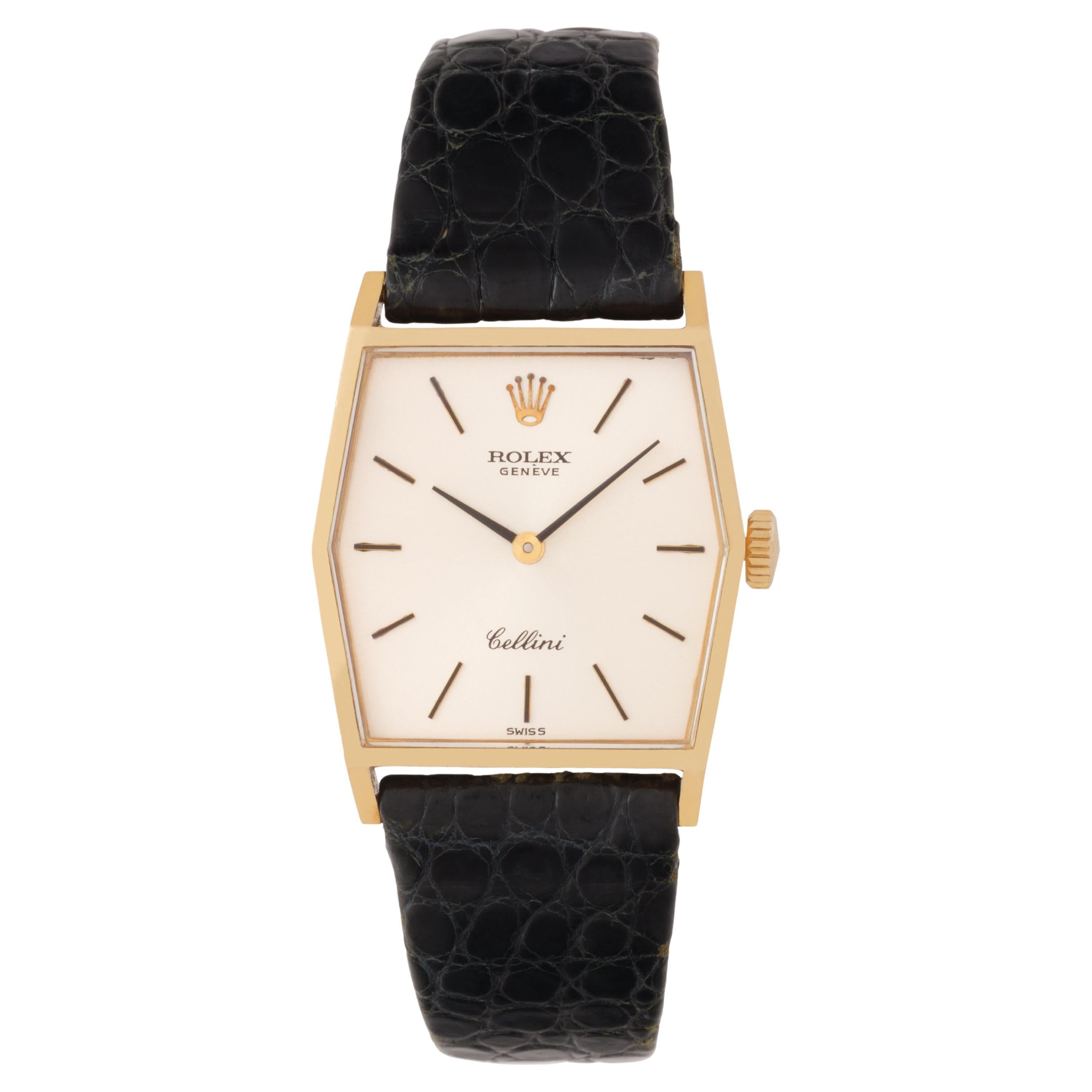 Vintage 1976 Rolex Cellini Model 4121 18 Karat Yellow Gold Manual Wind Watch For Sale