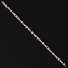 Art Deco Platinum and 3.5 Carat Diamond and Sapphire Line Bracelet