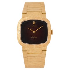 1974 Vintage Rolex Cellini 18 Karat Yellow Gold Red Vignette Watch
