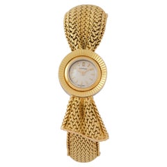 Vintage Omega Ribbon Motif Bangle 18 Karat Yellow Gold Manual Wind Watch