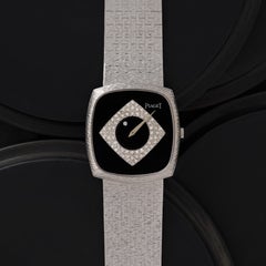 Vintage Piaget Model 9591 A6 Mystery Dial Onyx and Diamond Watch