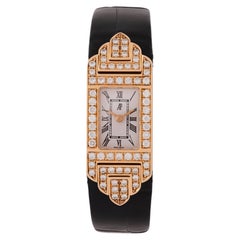 Montre vintage Audemars Piguet Charleston en or jaune 18 carats sertie de diamants